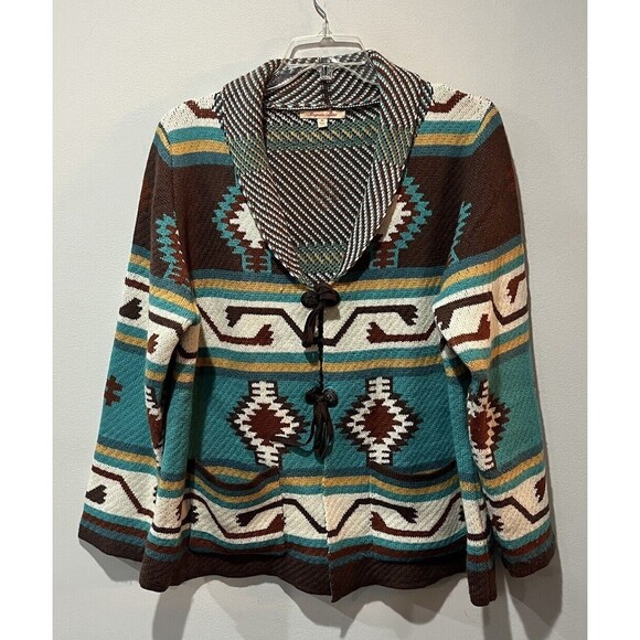 Magnolia Lane Masters Cardigan Women’s XL Sweater Aztec Southwestern Pockets - Picture 1 of 10